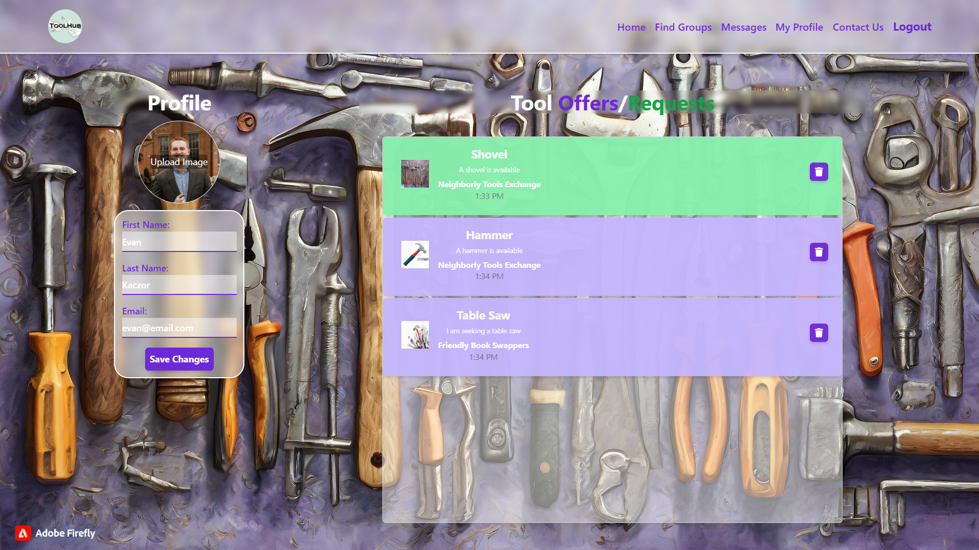 Image of the ToolHub Application.